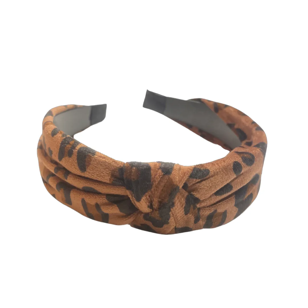 Abby Velvet Leopard Knot Headband