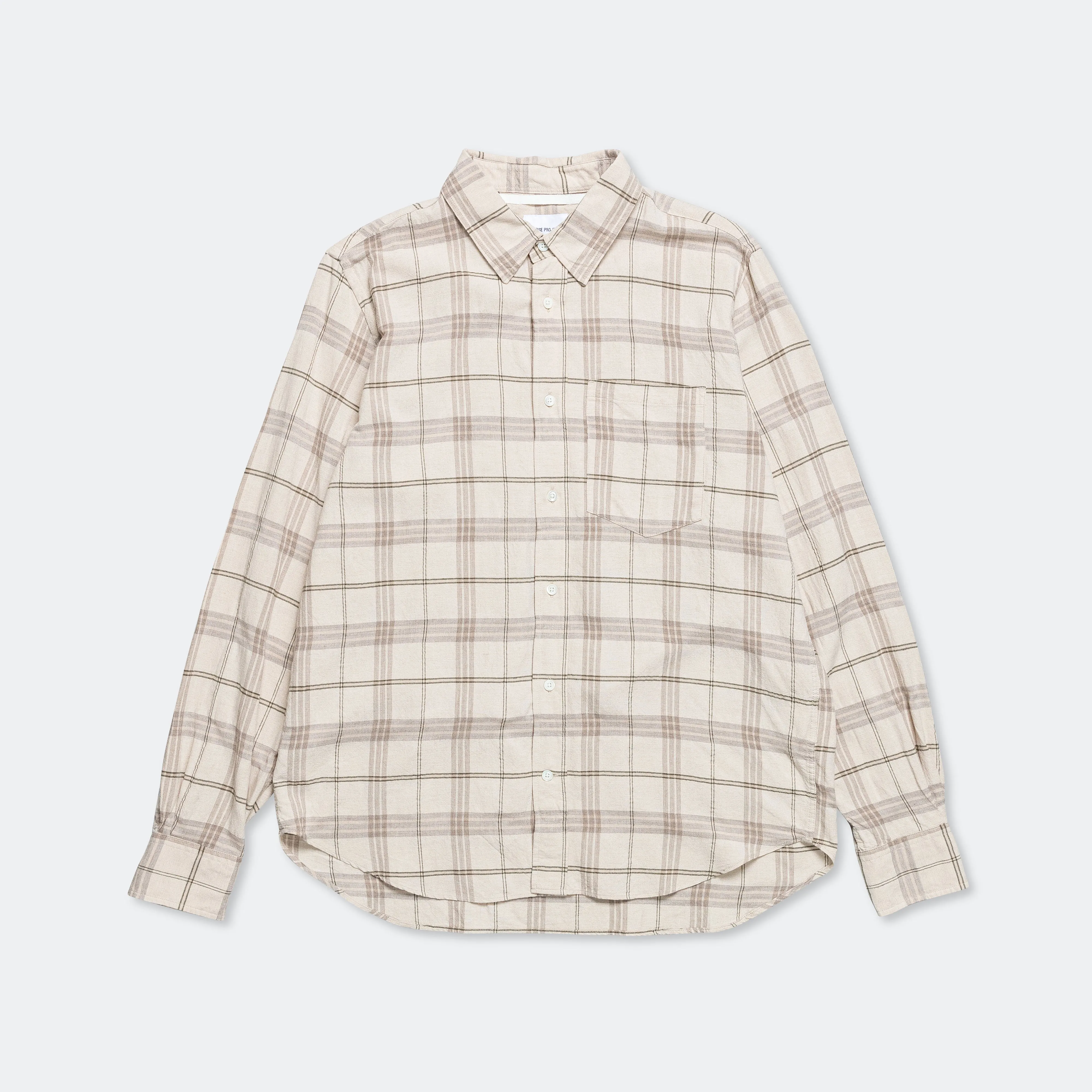 Algot Relaxed Textured Check Shirt - Oatmeal