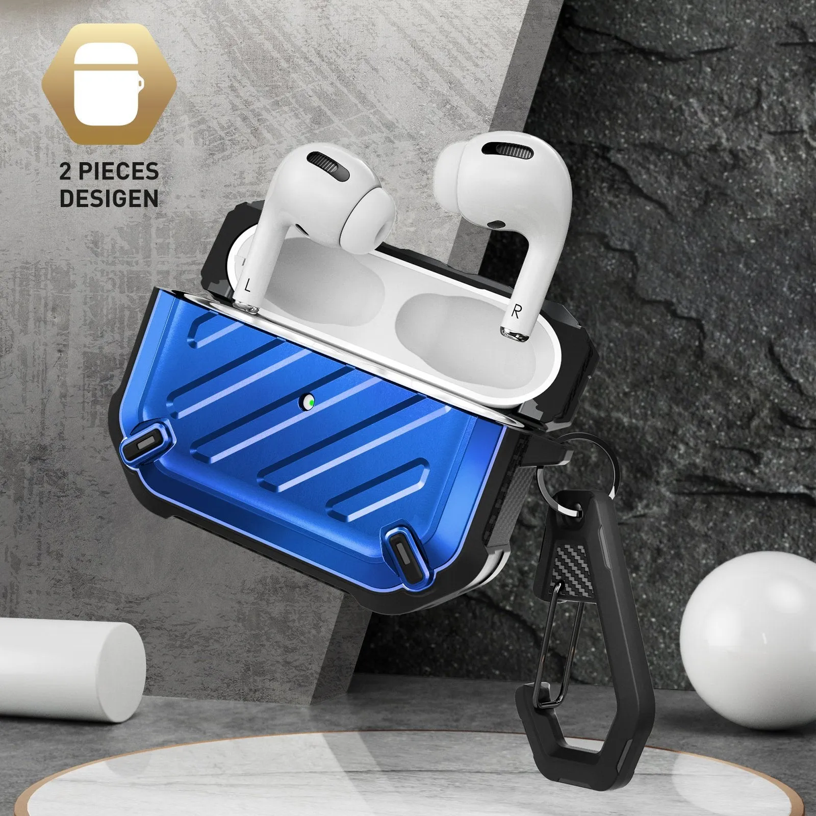 Apple AirPods Pro Unicorn Beetle Pro Rugged Case-Metallic Blue