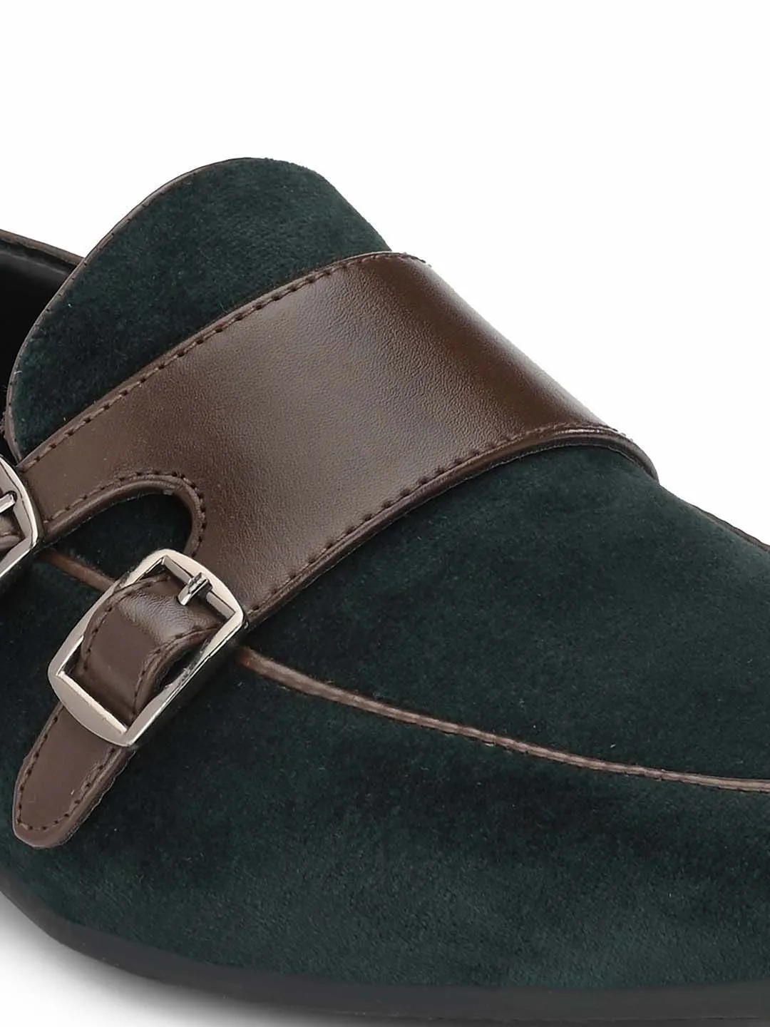 bottle Green velvet Monk-Strap