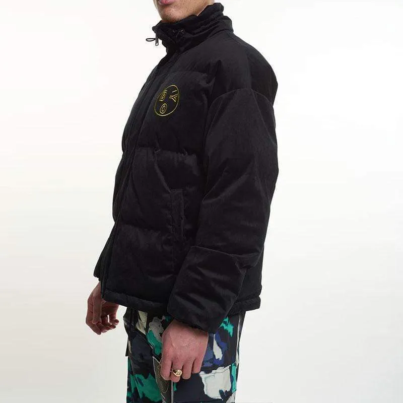 BOY VELVET PUFFER JACKET - BLACK