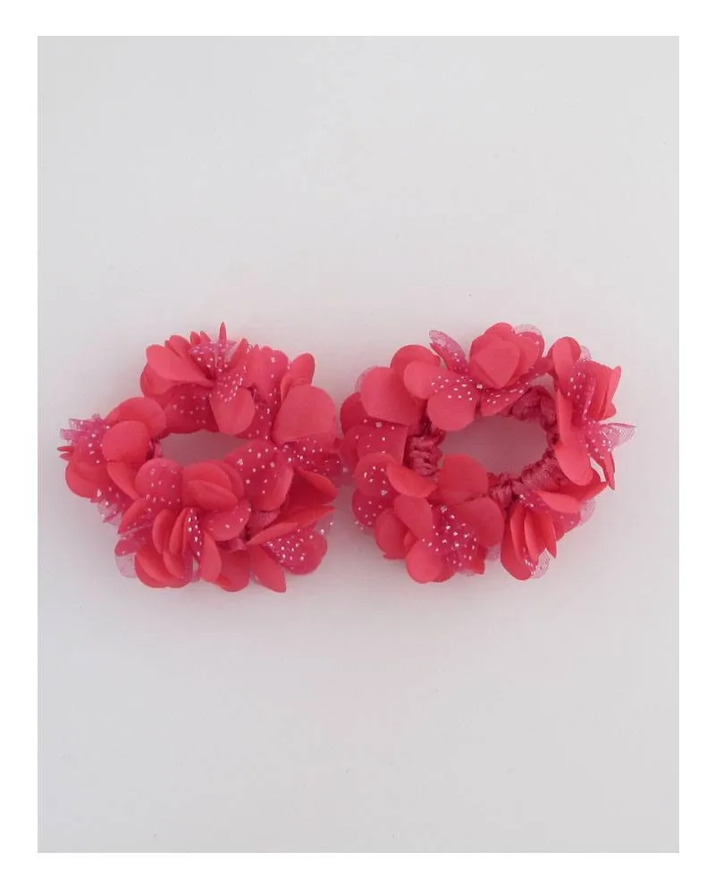 Bright color flower hair scrunchie