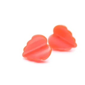 Bright Orange Moonglow Jagged Leaf Stud Earrings