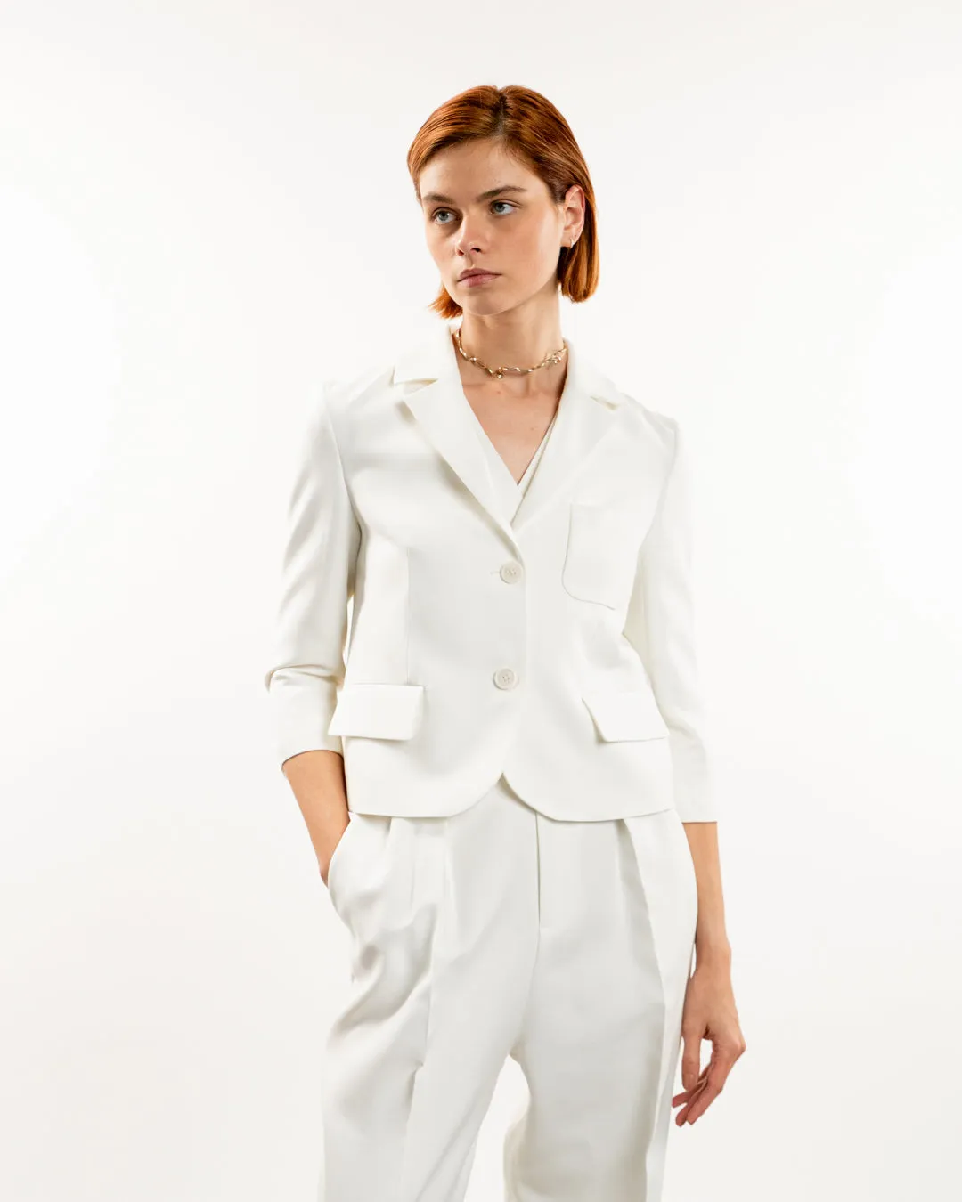 Button-Front Cropped Jacket