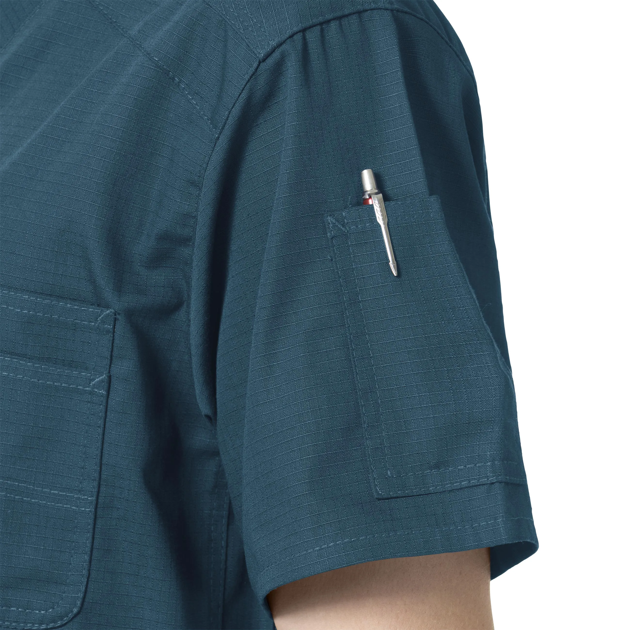 Carhartt Rugged Flex Ripstop Men's 6 Pocket Scrub Top - Caribbean Blue