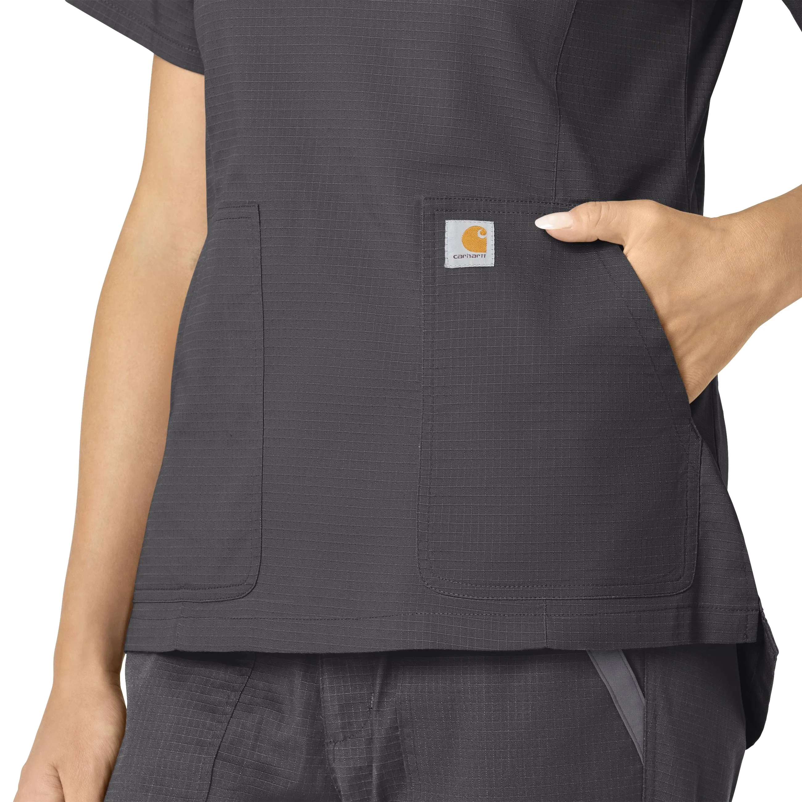 Carhartt Rugged Flex Ripstop Women's V-Neck Scrub Top - Dark Pewter