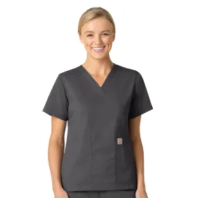 Carhartt Rugged Flex Ripstop Women's V-Neck Scrub Top - Dark Pewter