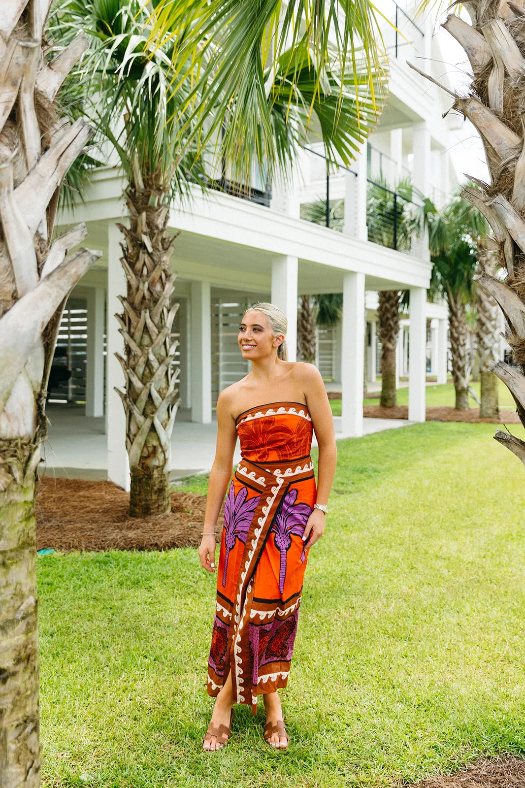 Caribbean Midi Dress - Orange/Multi