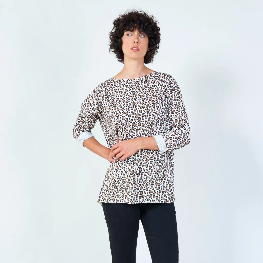 Chic leopard print long-sleeve top wholesale