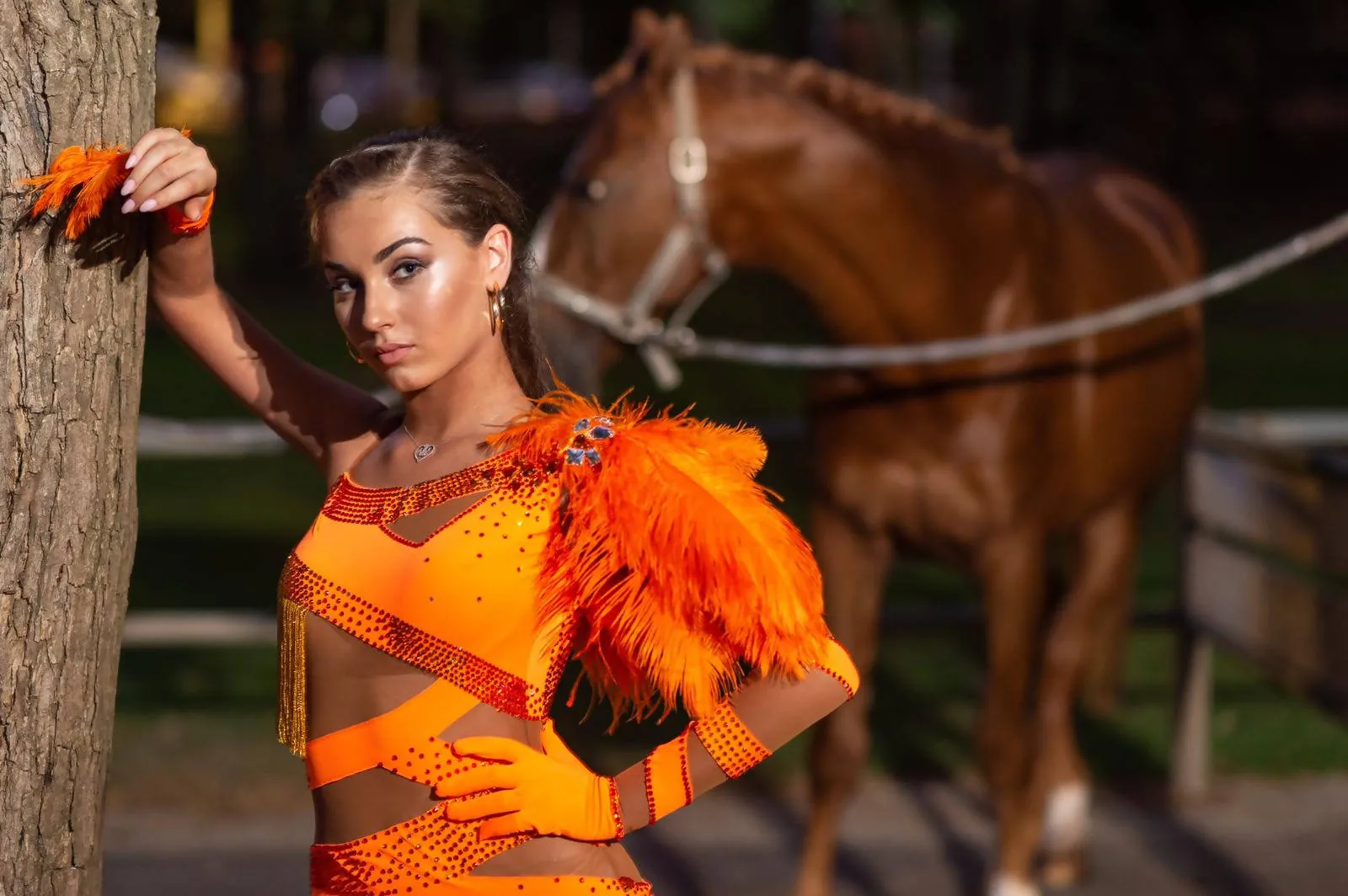 Coral Chic Latin Dress with Fringe