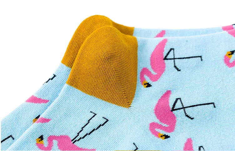 Crew Socks | Funky Socks - Flamingo (Aqua)