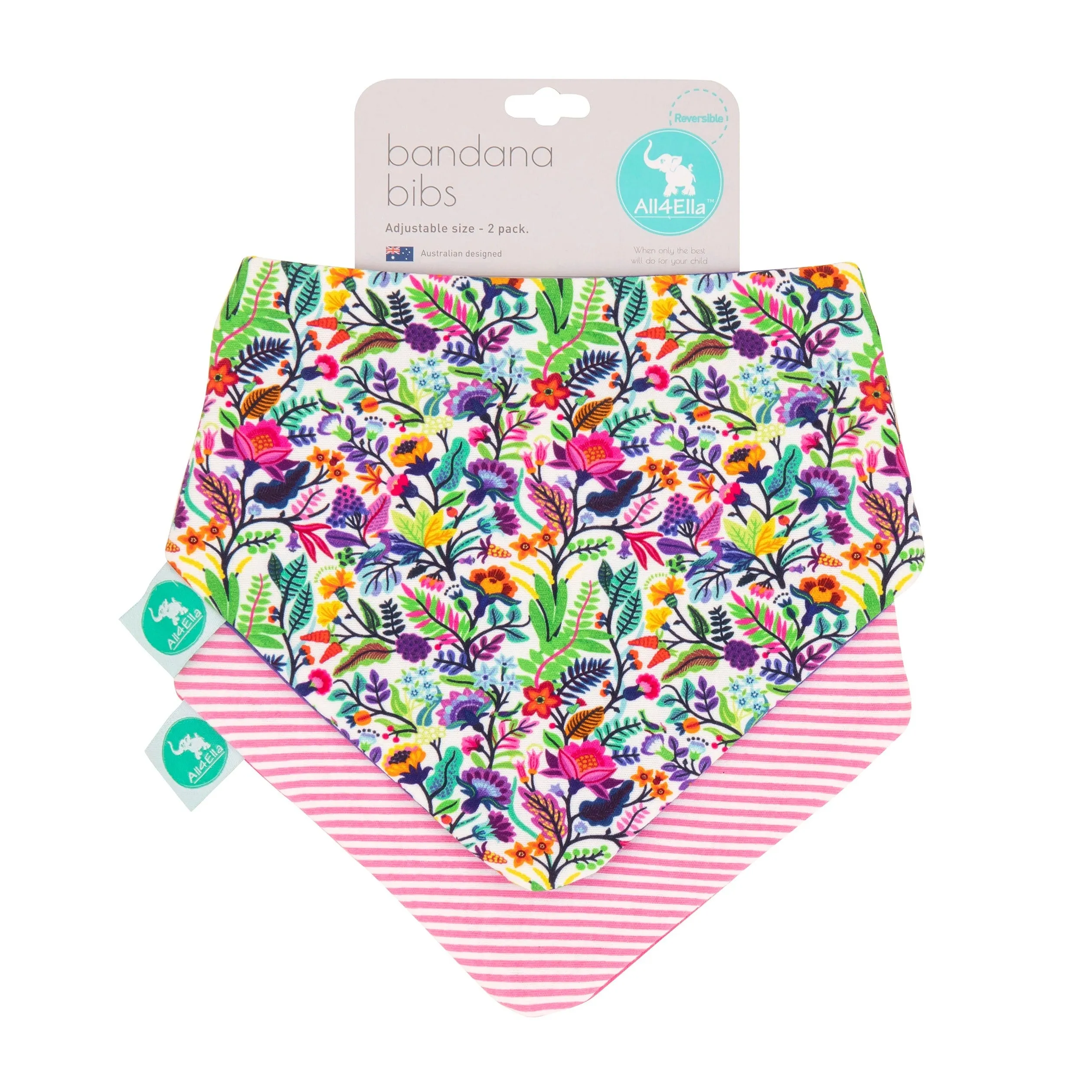 Dribble Bandana Bib 2 Pack - Bright Floral