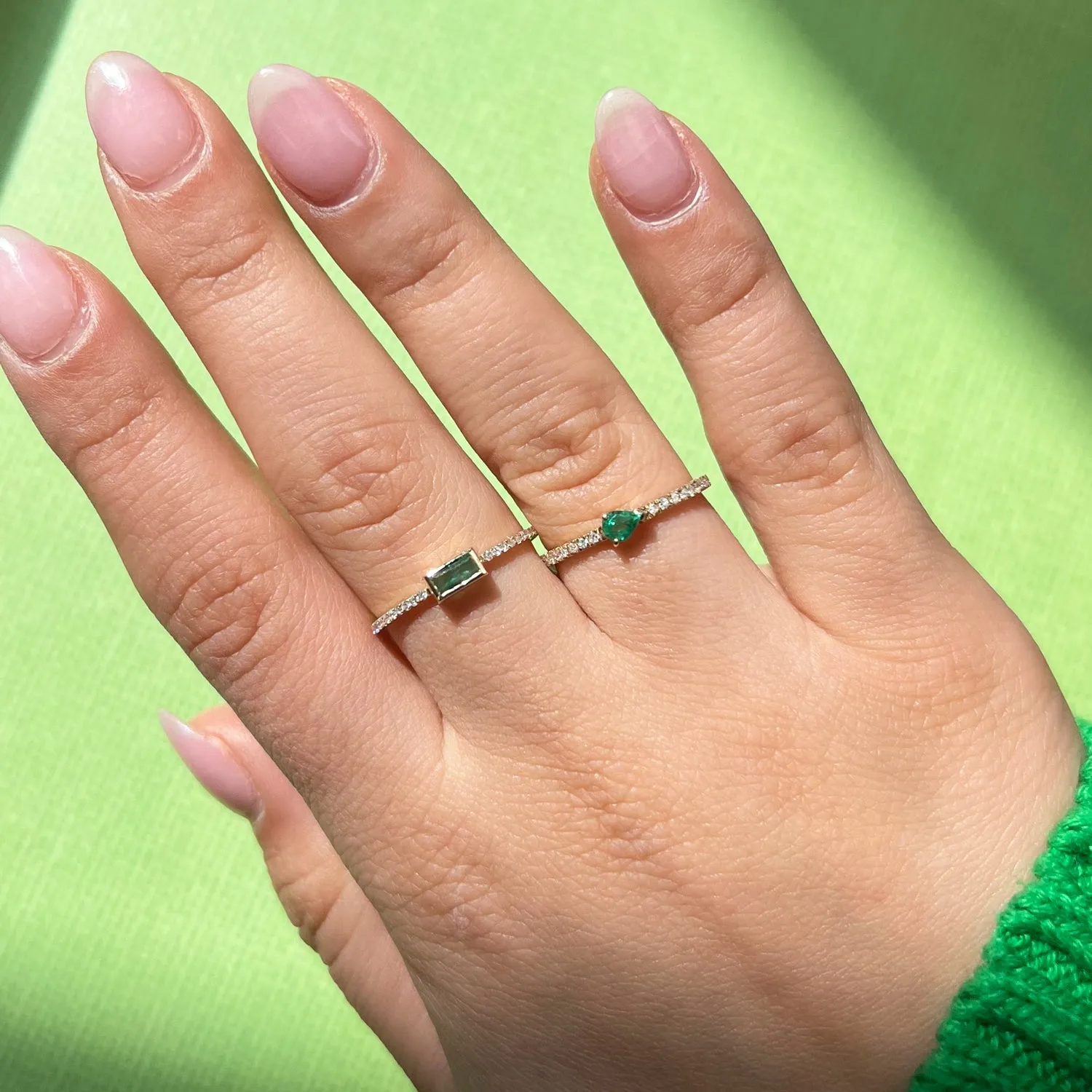 Emerald Cut Emerald and Diamond Ring