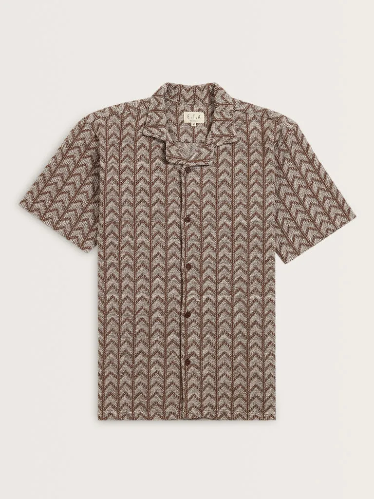 ETA Brown Chevron Printed Relaxed-Fit Shirt