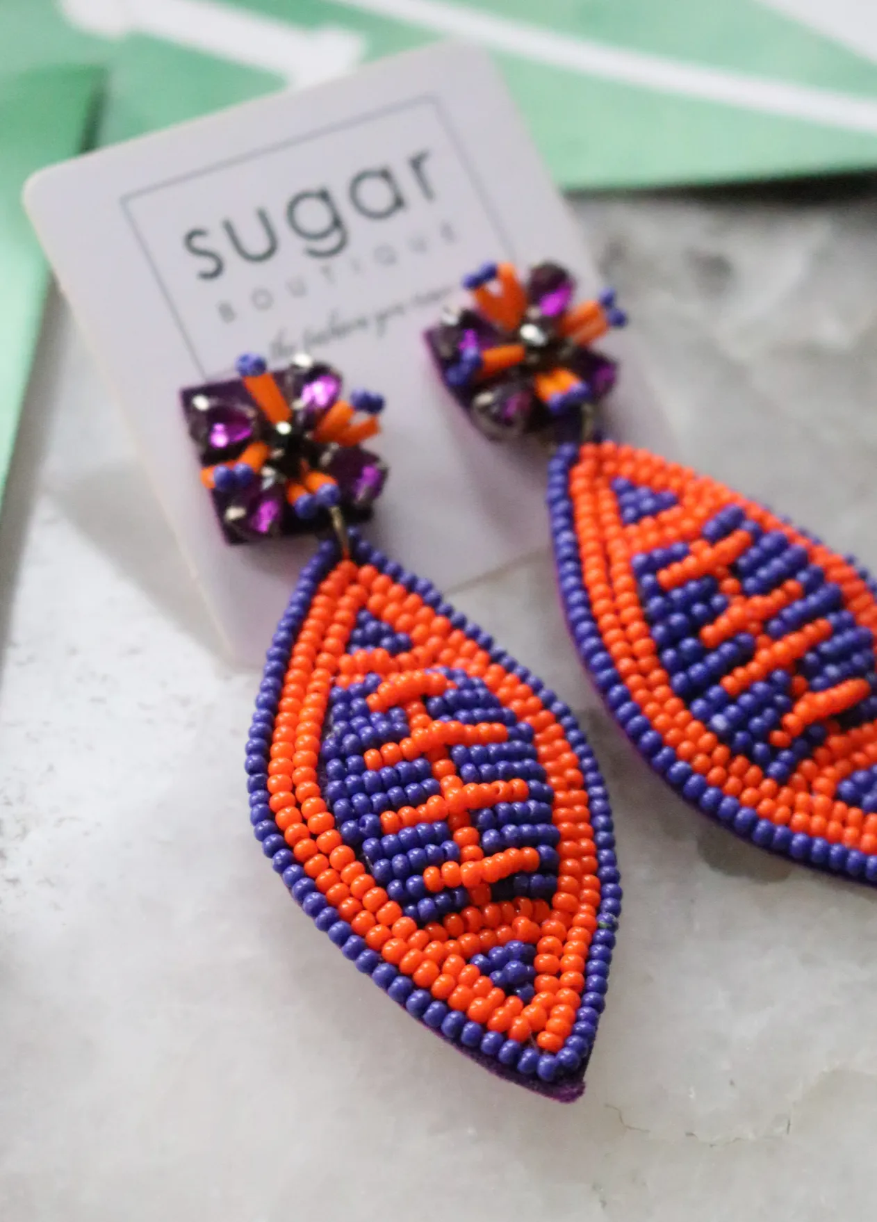 Extra Point Football Earring | Purple   Orange