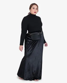 Frosty Festive Velvet Mermaid Skirt - Black