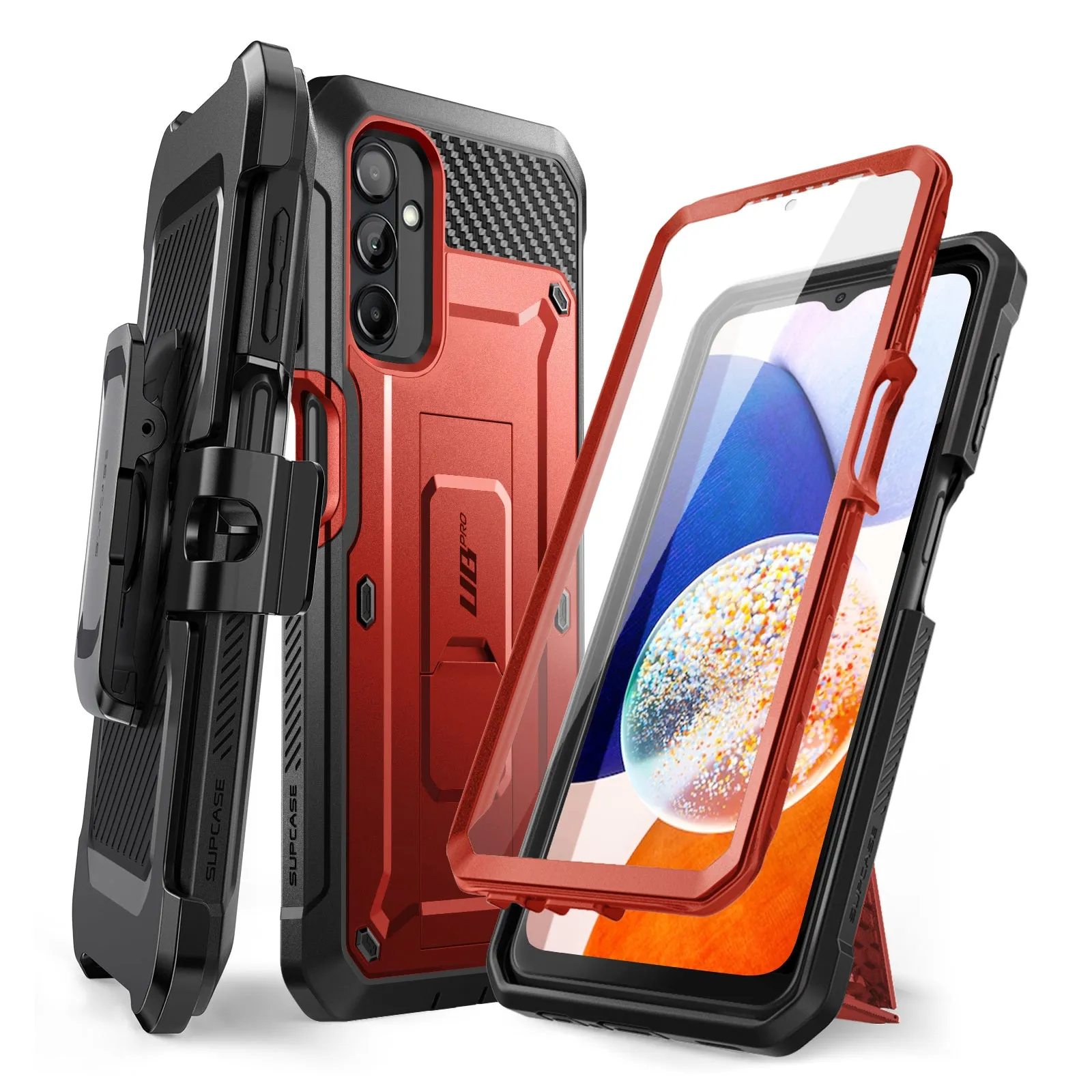 Galaxy A14 Unicorn Beetle Pro Rugged Holster Case-Metallic Red