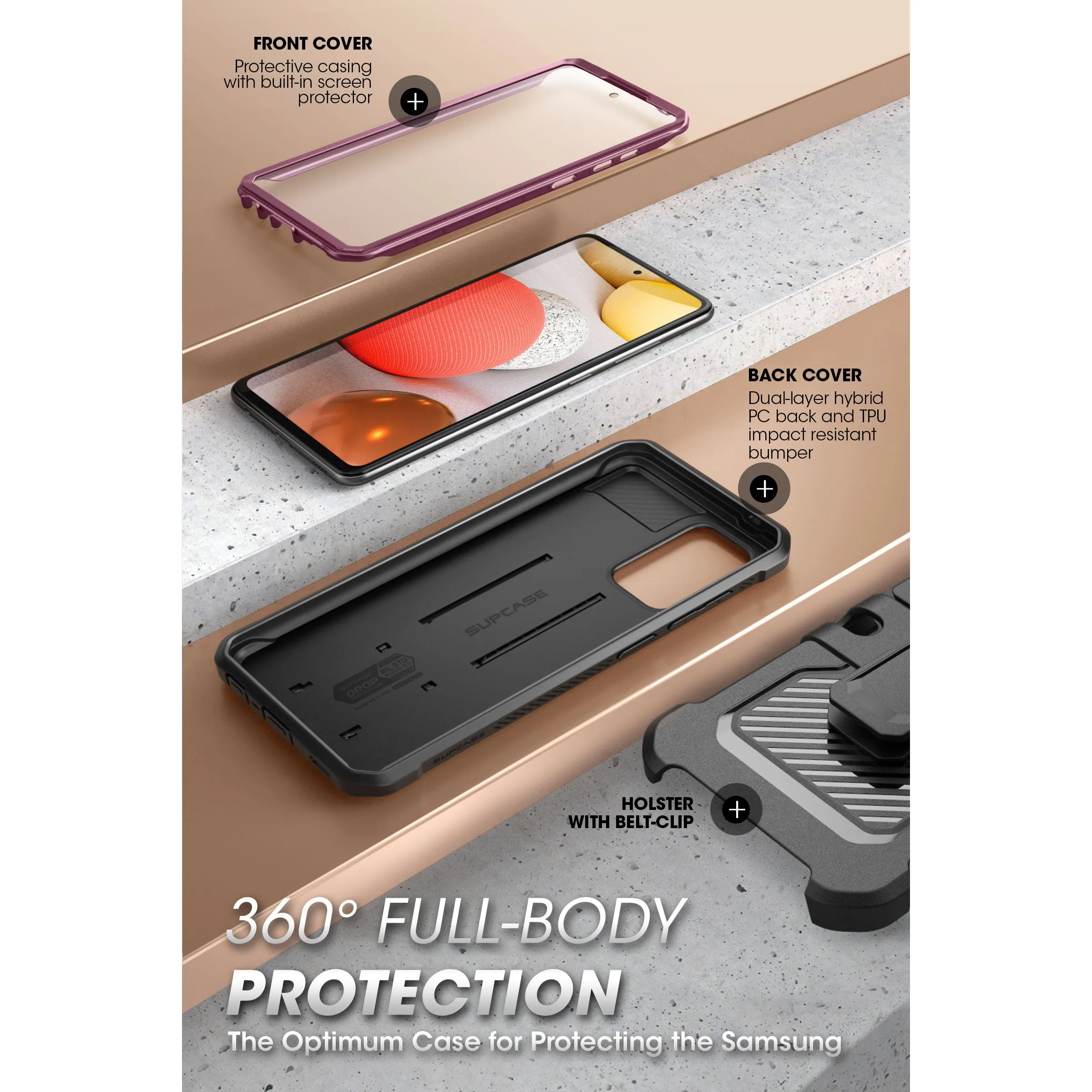 Galaxy A53 Unicorn Beetle PRO Rugged Holster Case-Burgundy