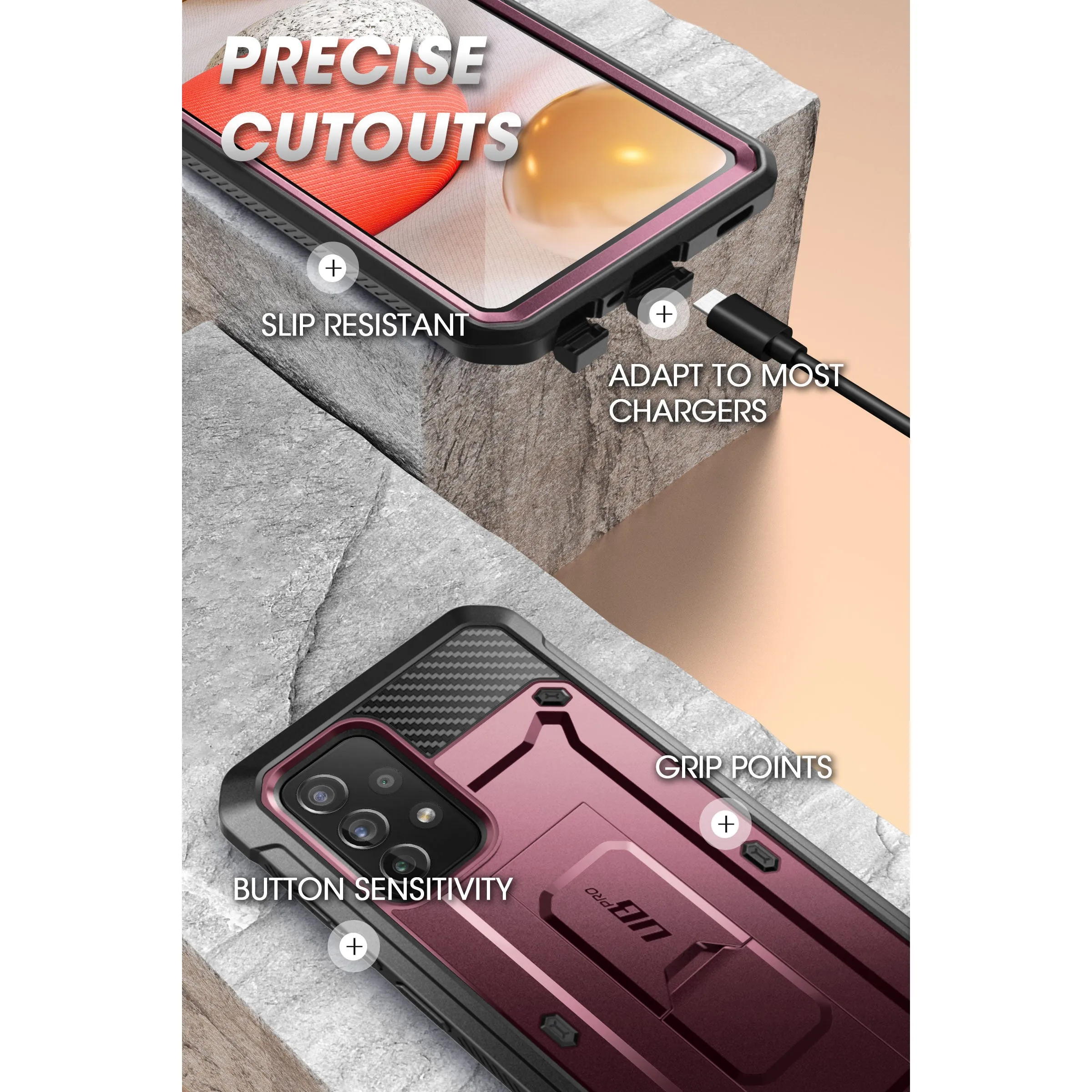 Galaxy A53 Unicorn Beetle PRO Rugged Holster Case-Burgundy