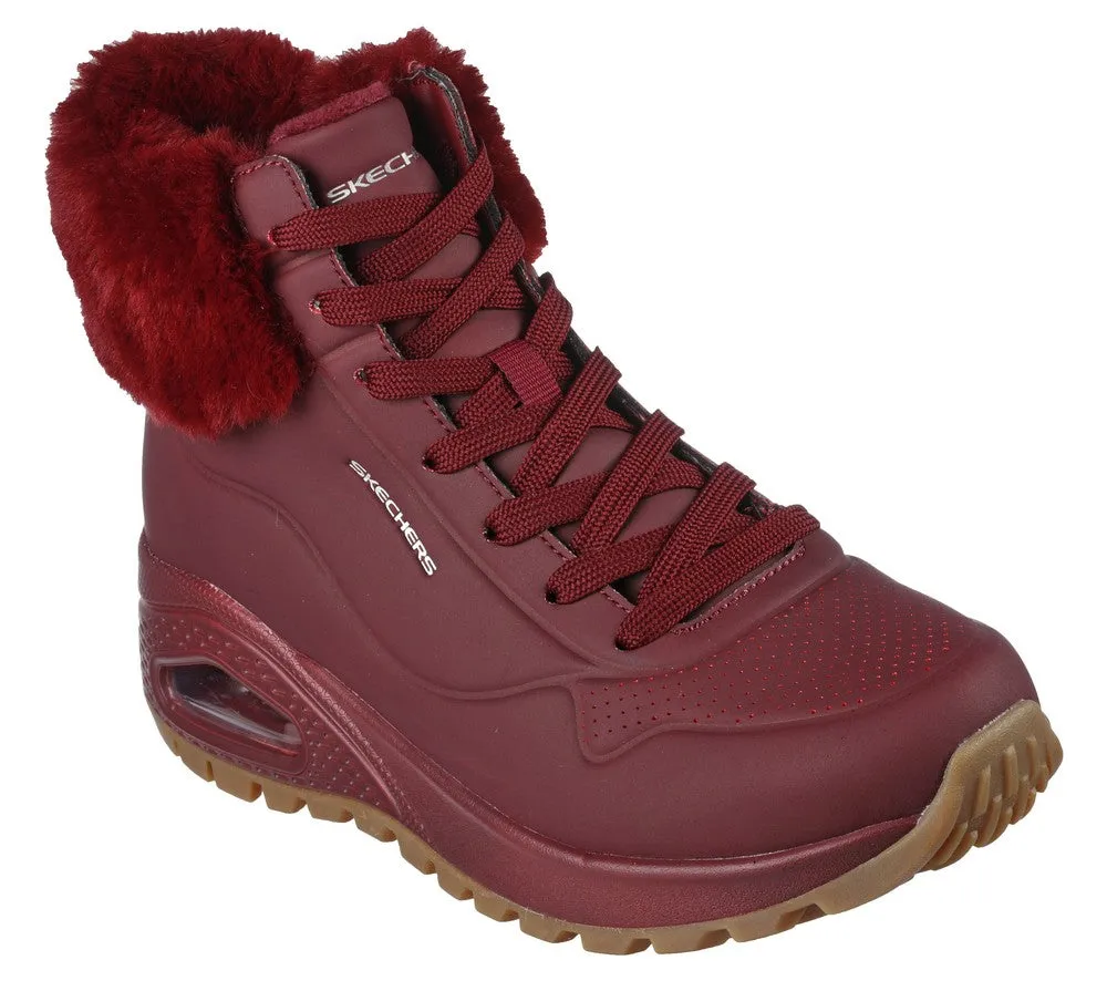 Ghete sport, dama, SKECHERS Uno Rugged Fall Air, 167274-BURG bordo, piele ecologica