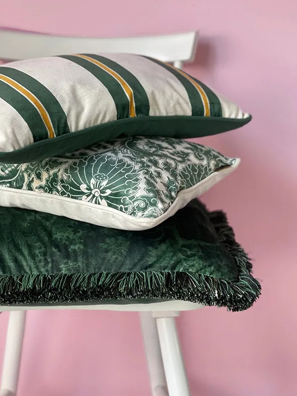 Green Floral Velvet Cushion