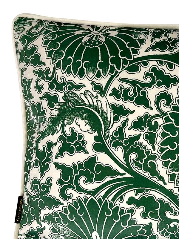 Green Floral Velvet Cushion