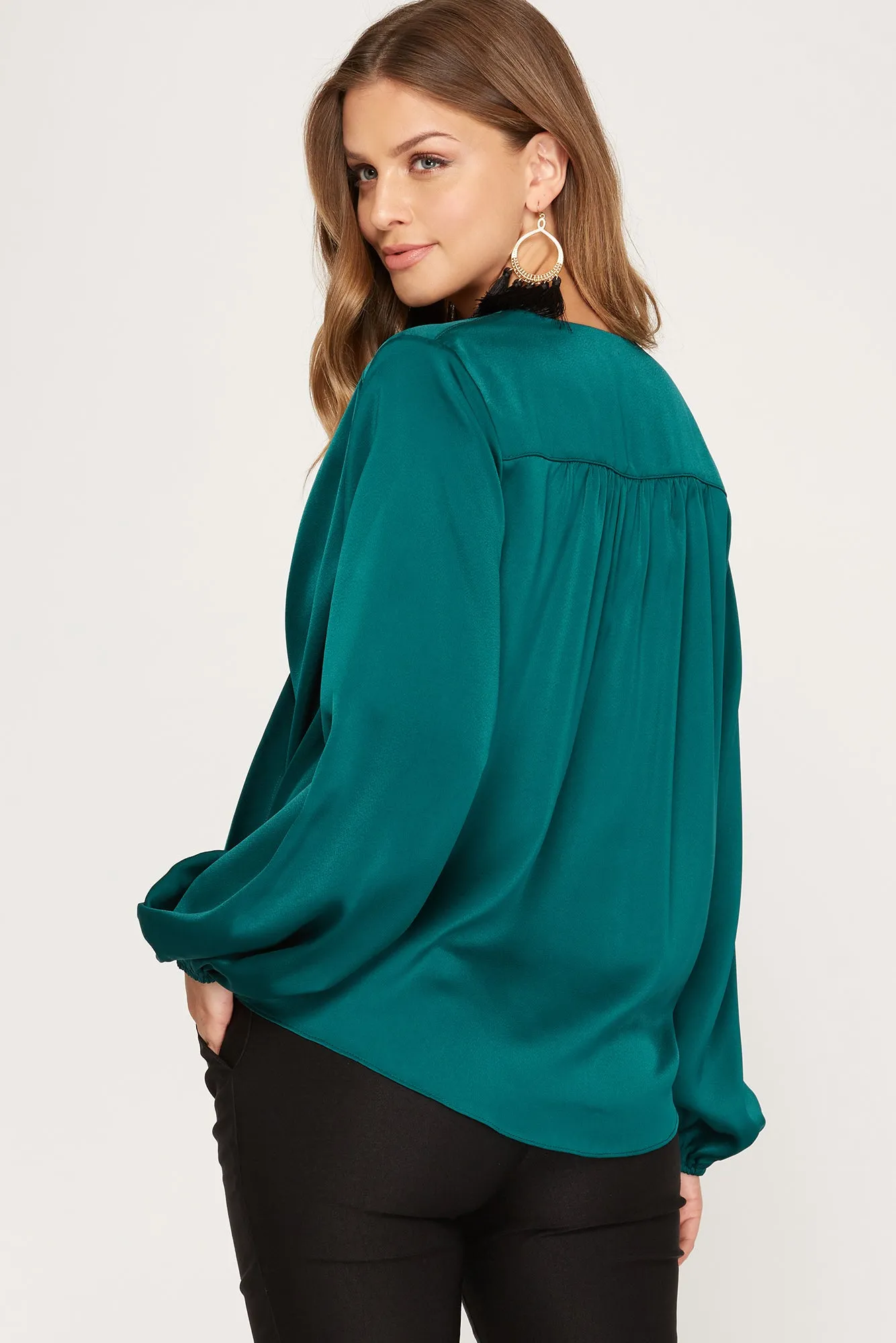 Green Satin Top | Bella Chic