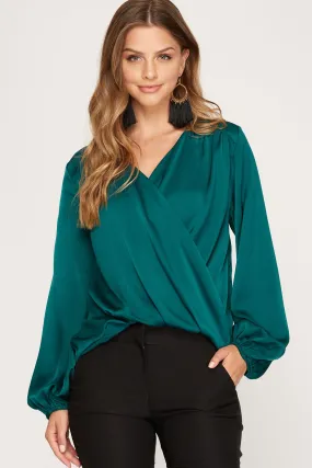 Green Satin Top | Bella Chic