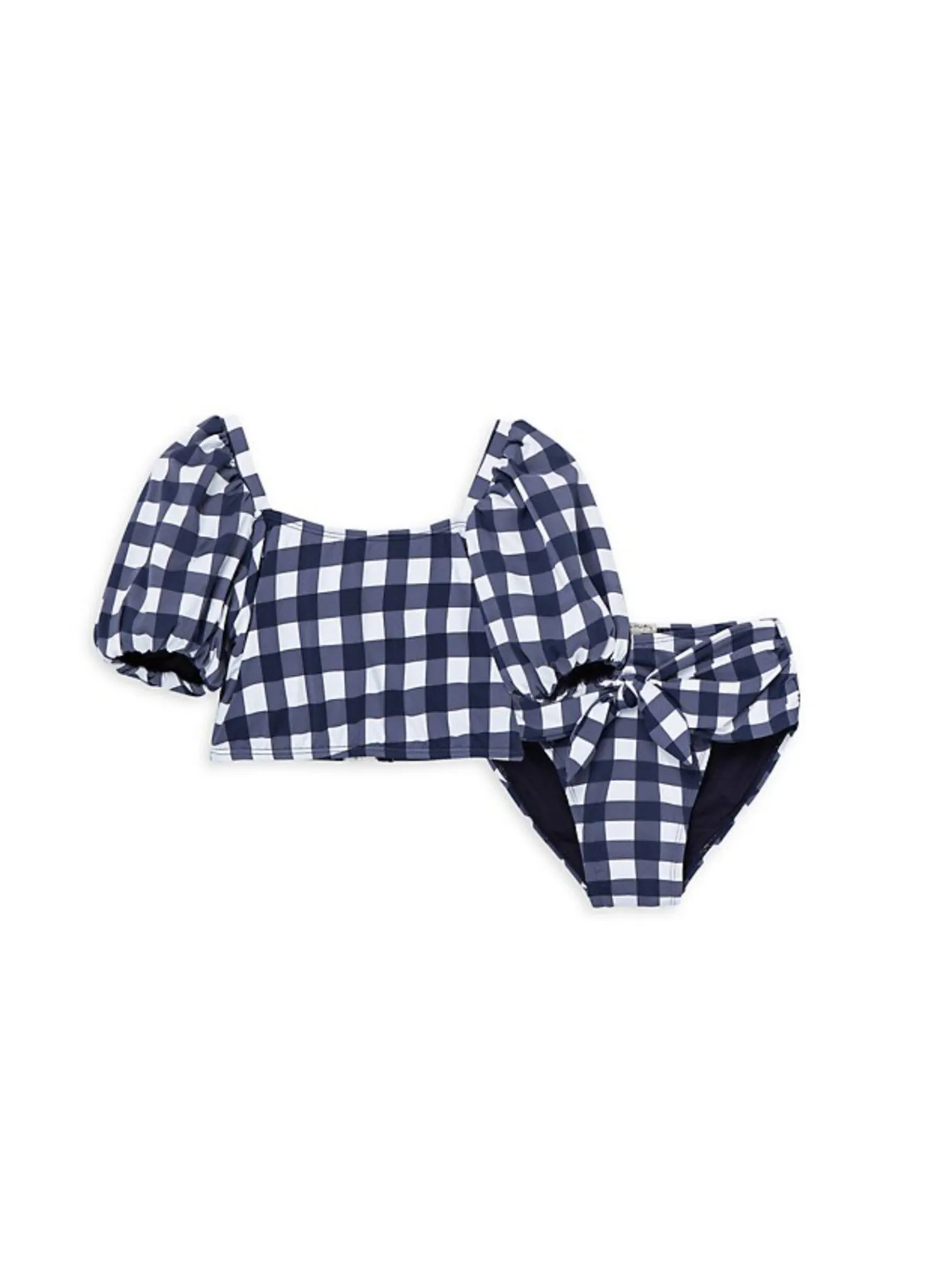 Habitual Kids Plaid Chic Bubble Sleeve Bikini