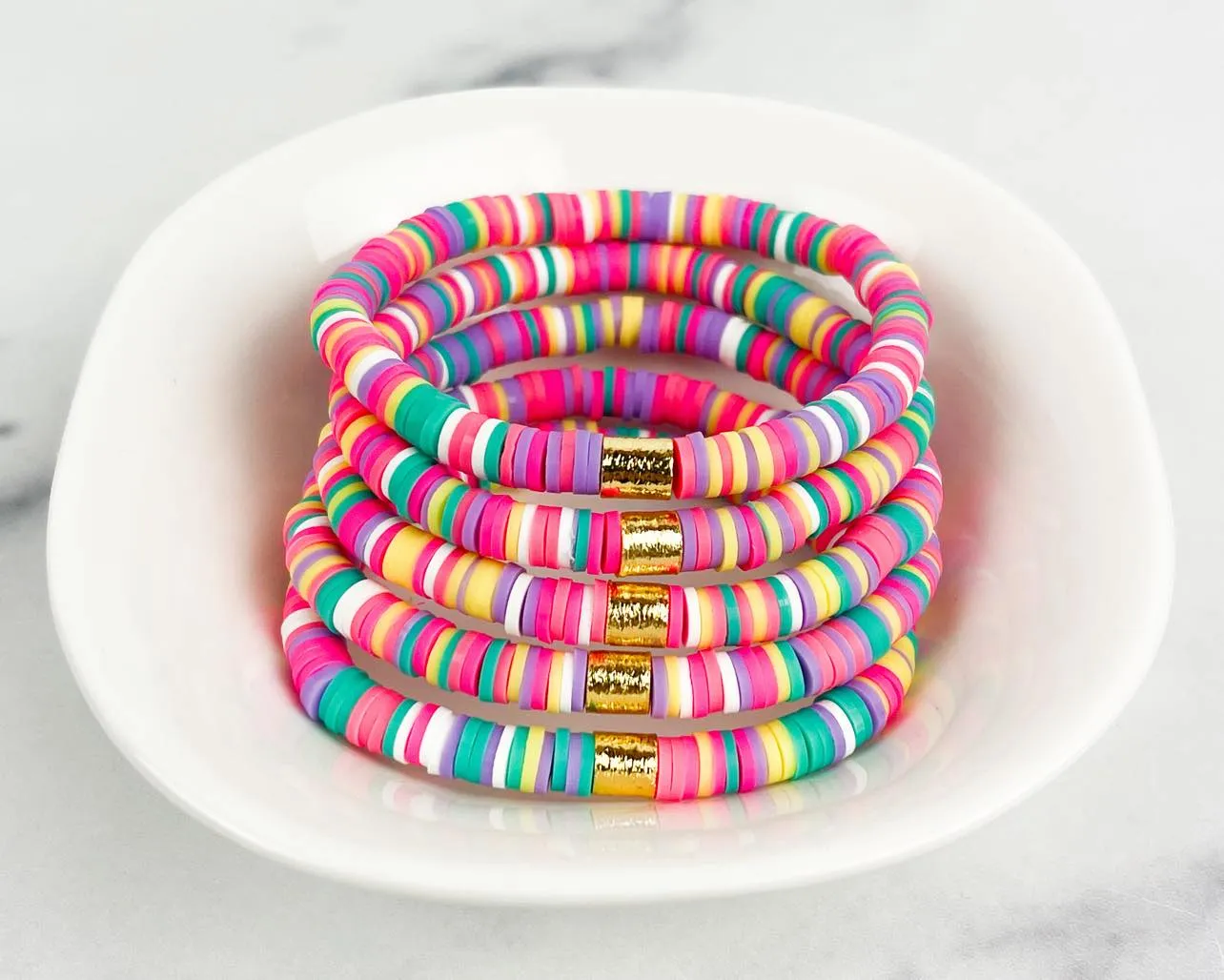 Heishi Small 6mm Color Pop Bracelet Bright Summer