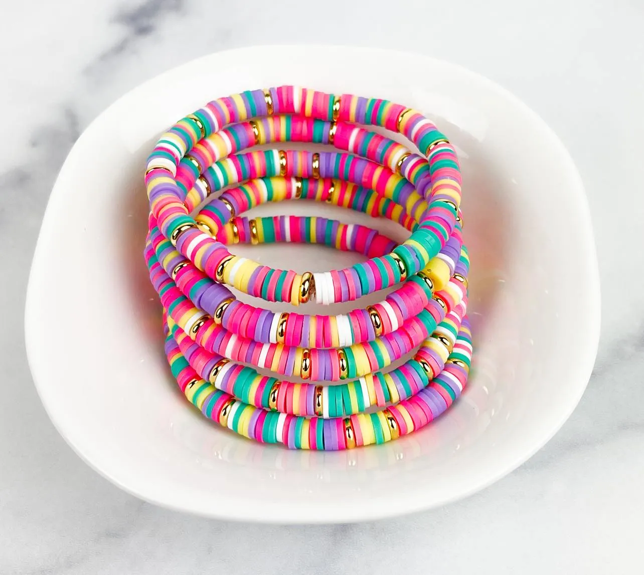 Heishi Small 6mm Color Pop Bracelet Bright Summer