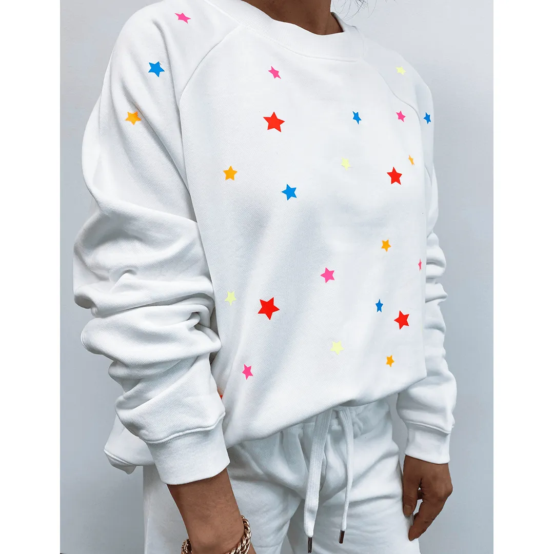 Jack Chic White Sweatshirt - Mini NEON Stars