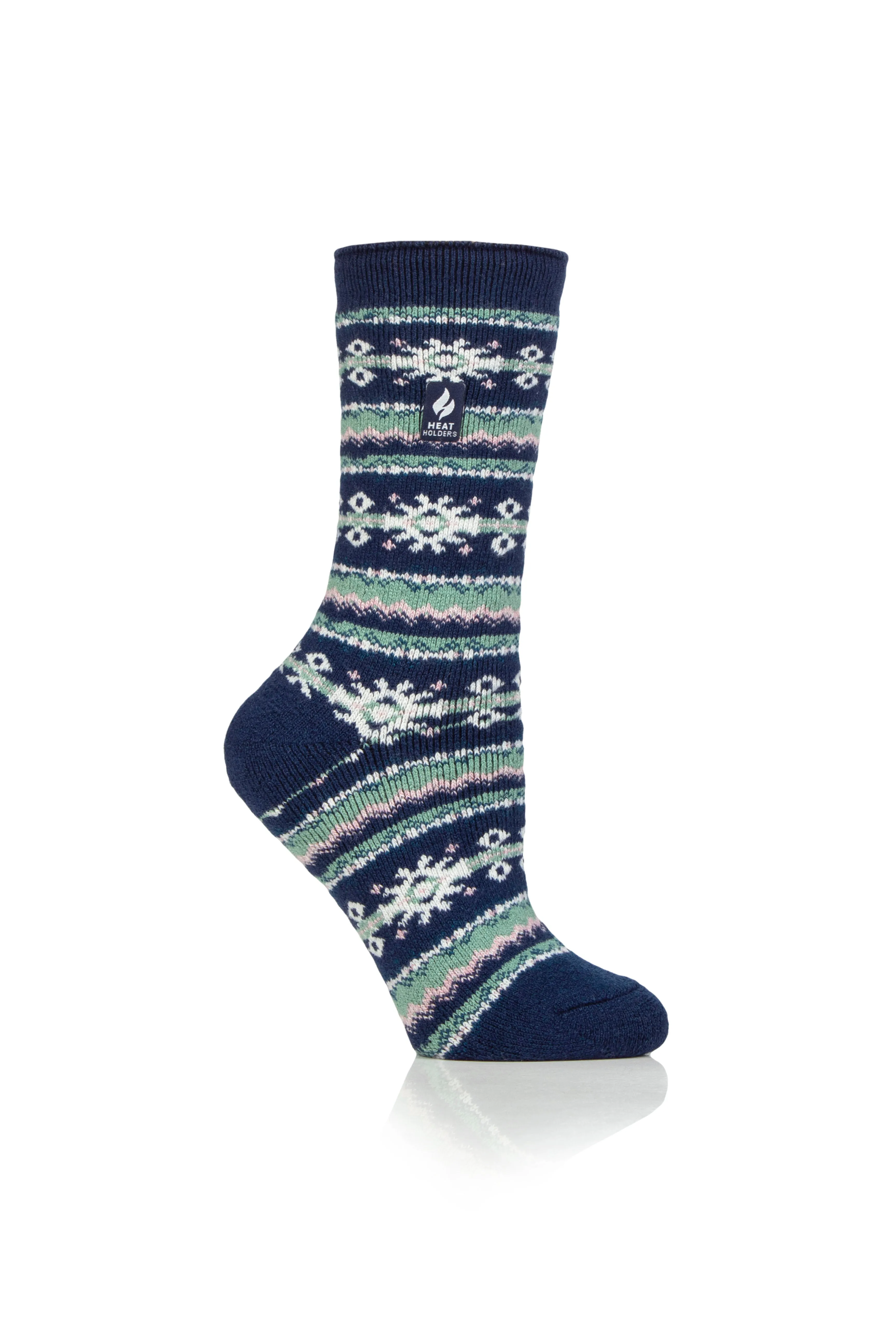 Ladies Lite Nordic Thermal Socks - Indigo & Rose Blush