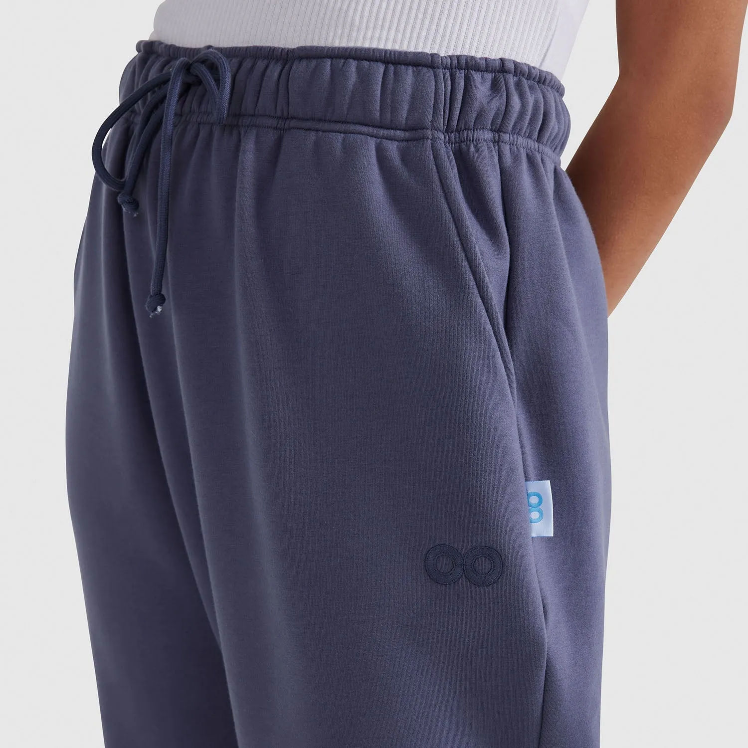 Light Steel Blue Relaxed Cotton Fleece Trackpant