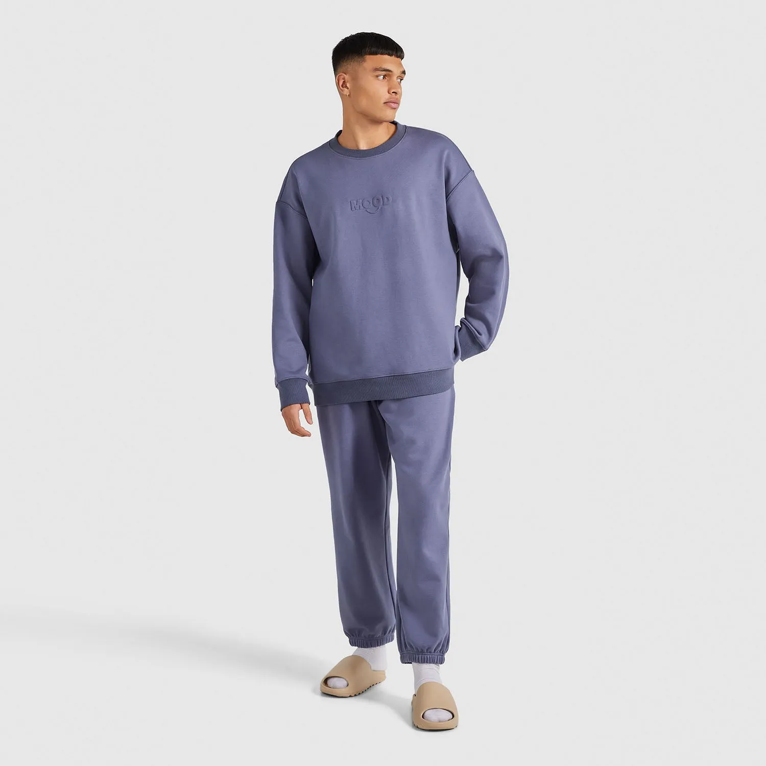 Light Steel Blue Relaxed Cotton Fleece Trackpant