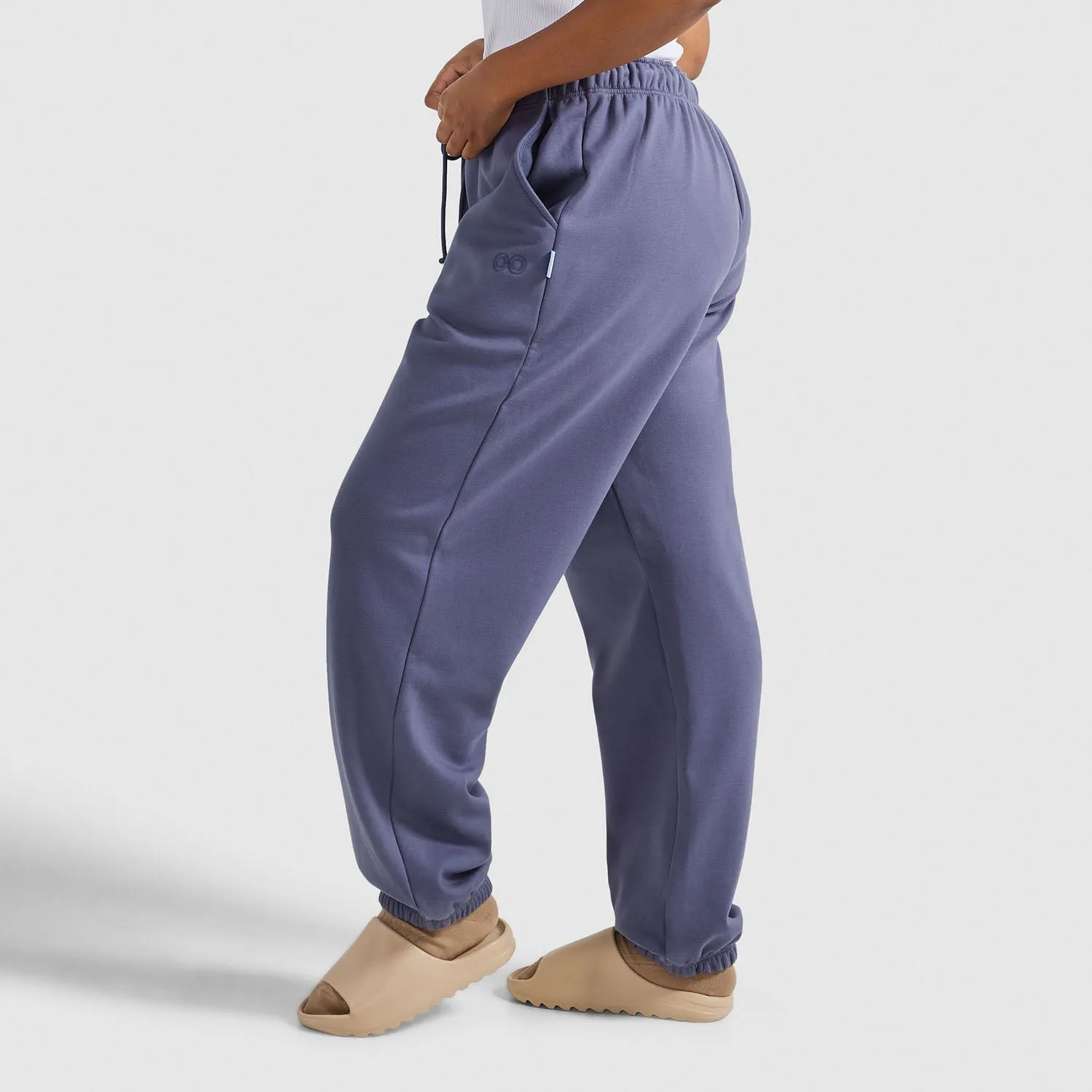 Light Steel Blue Relaxed Cotton Fleece Trackpant