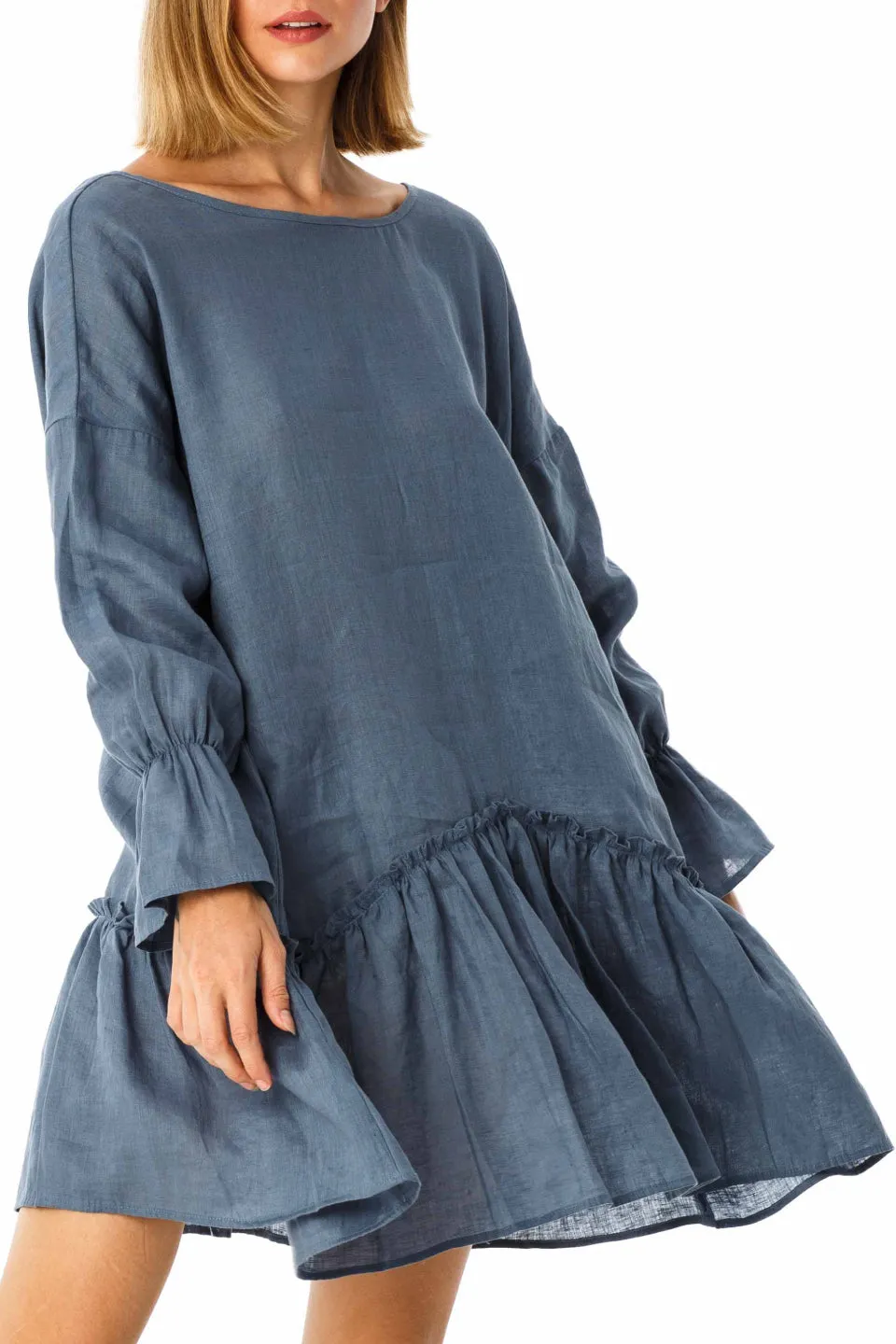 Lightbeam Relaxed Denim Blue Linen Dress