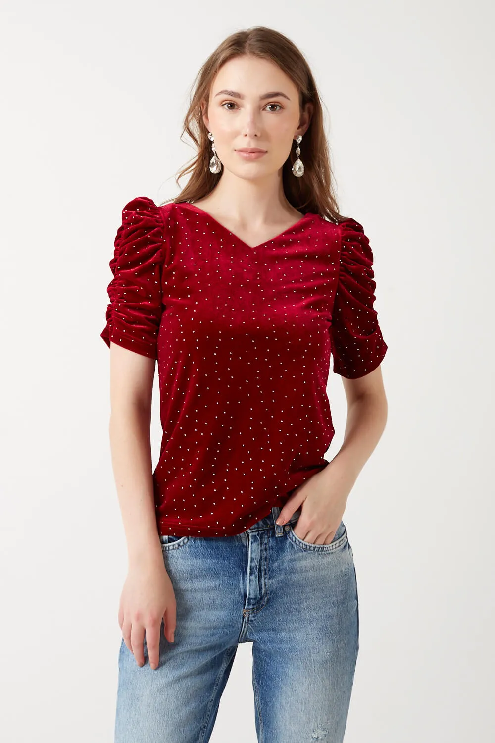 Marc Angelo Velvet Diamante Top