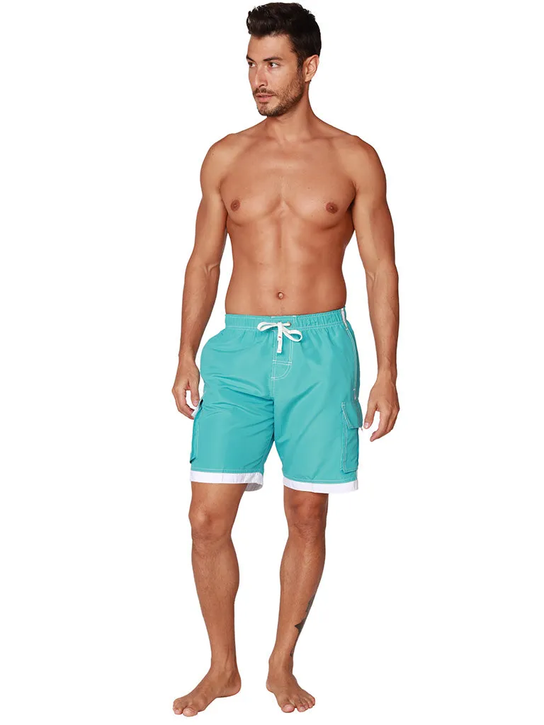 Men's Elasticized Board Shorts in bright solid colors