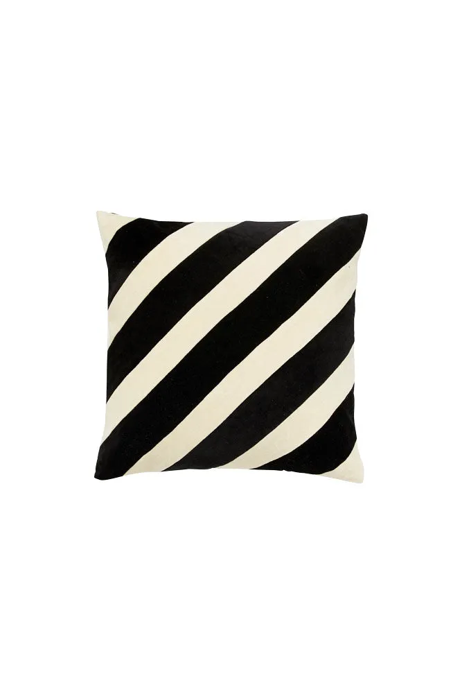 Monochrome Stripe Velvet Cushion