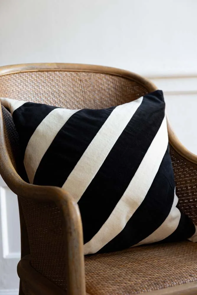 Monochrome Stripe Velvet Cushion