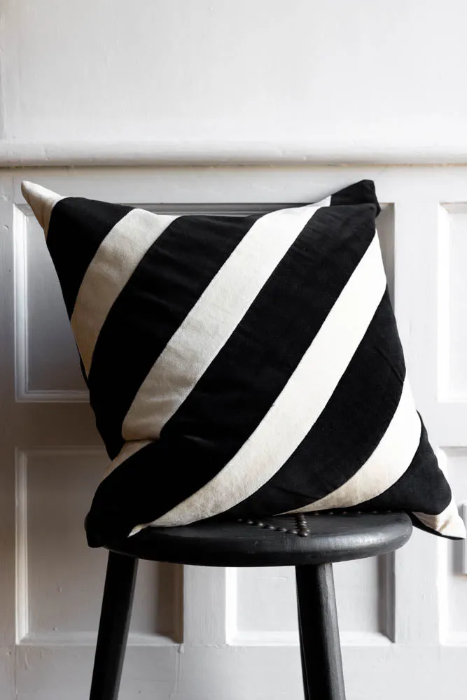 Monochrome Stripe Velvet Cushion