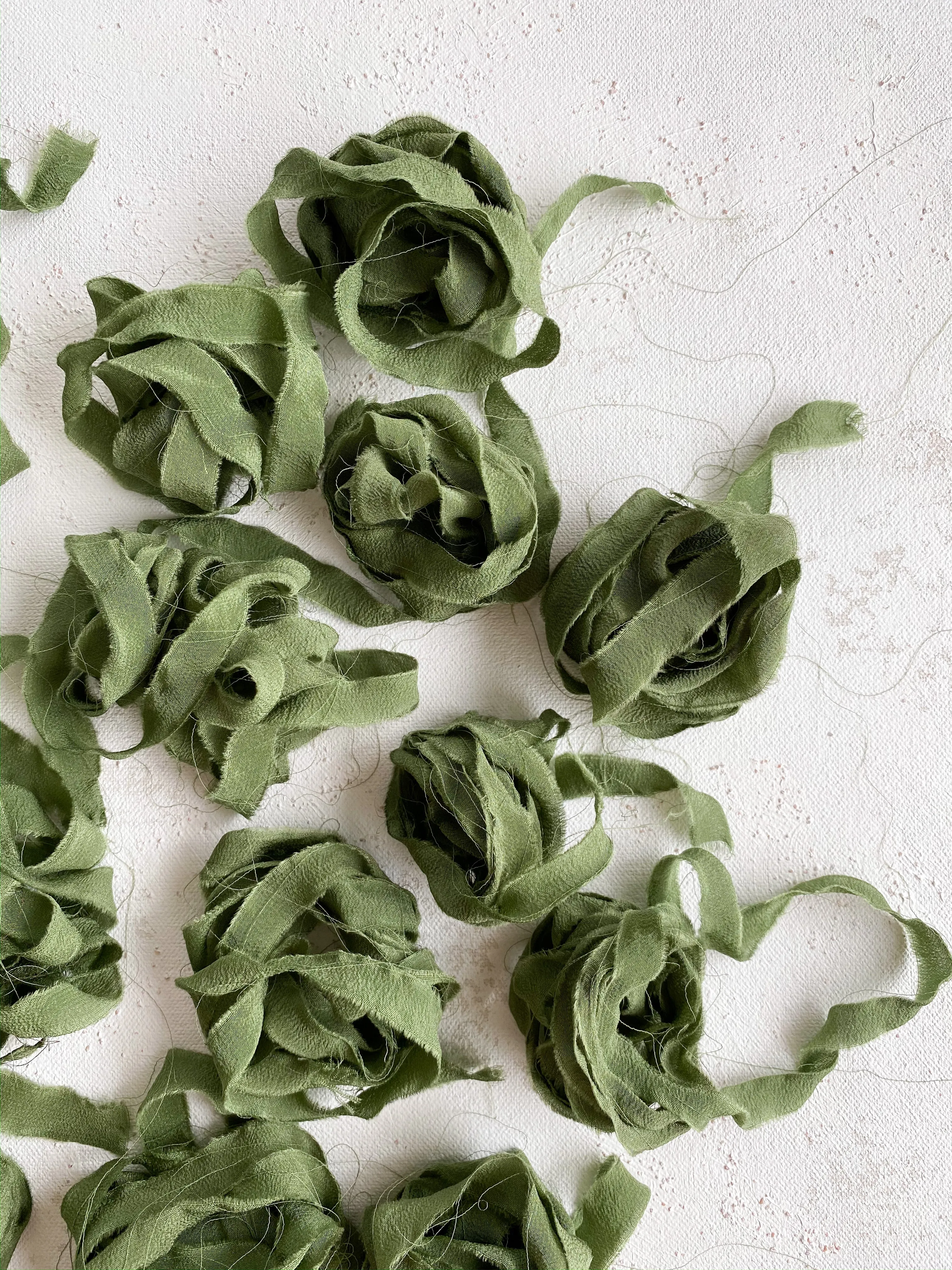 Muted Green Silk Ribbon Trim 026