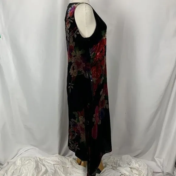 Natori NWTBlack Floral Velvet Dress