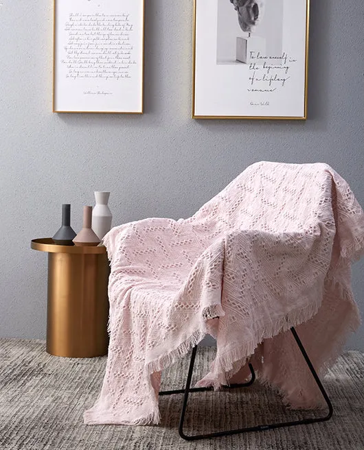 Nordic Muted Color Cotton Throw Blanket