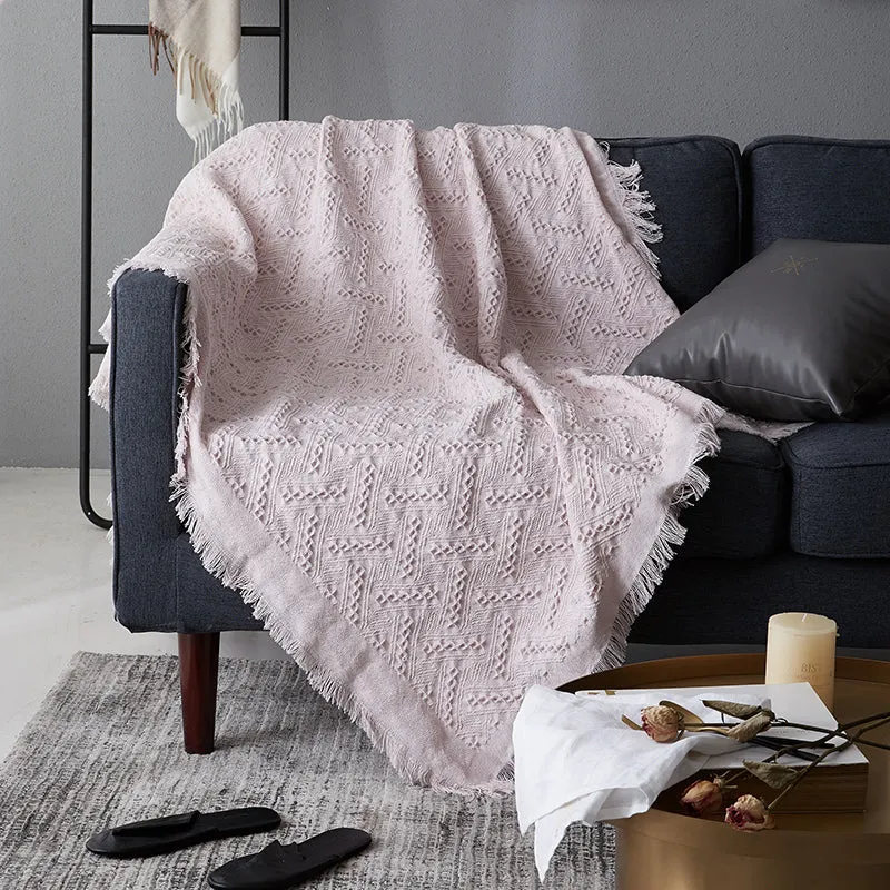 Nordic Muted Color Cotton Throw Blanket