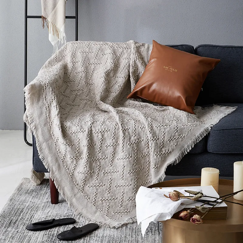 Nordic Muted Color Cotton Throw Blanket