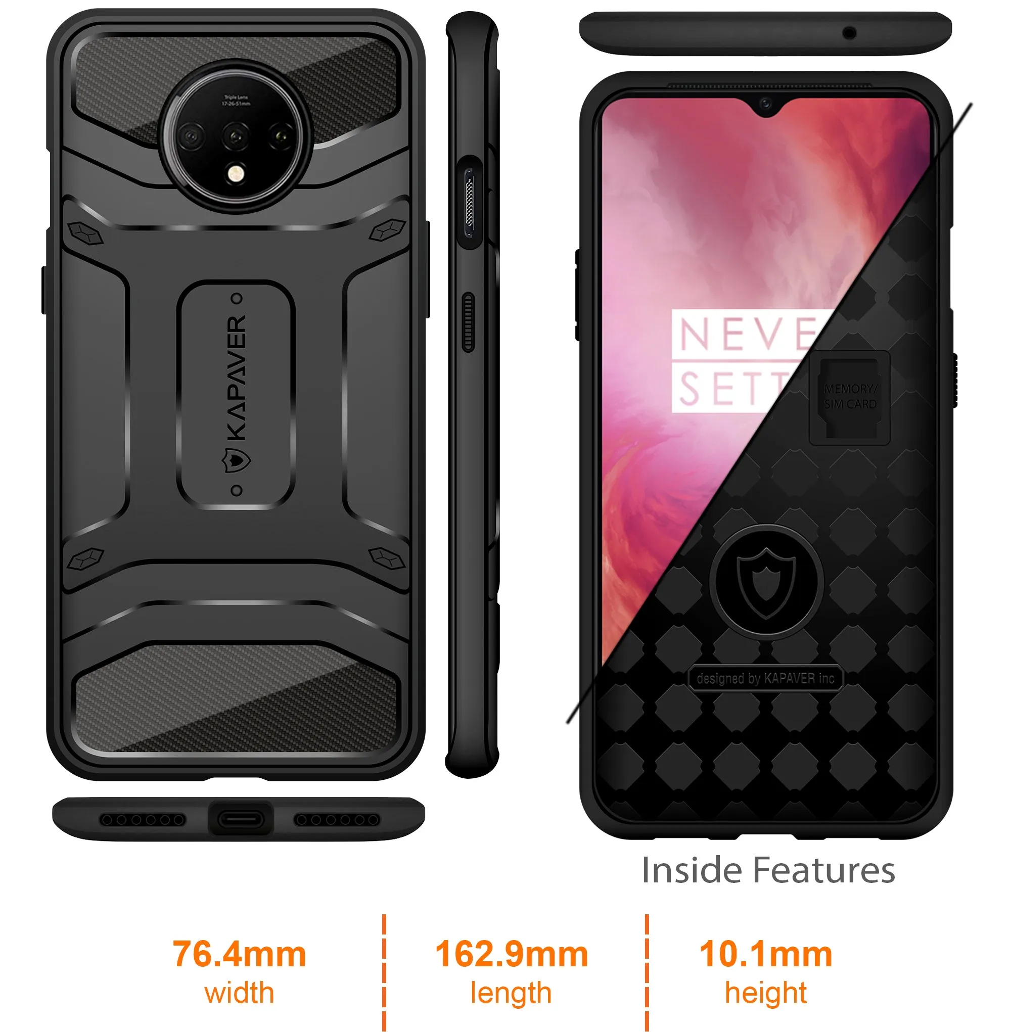 OnePlus 7T Back Cover Case | Rugged - Black