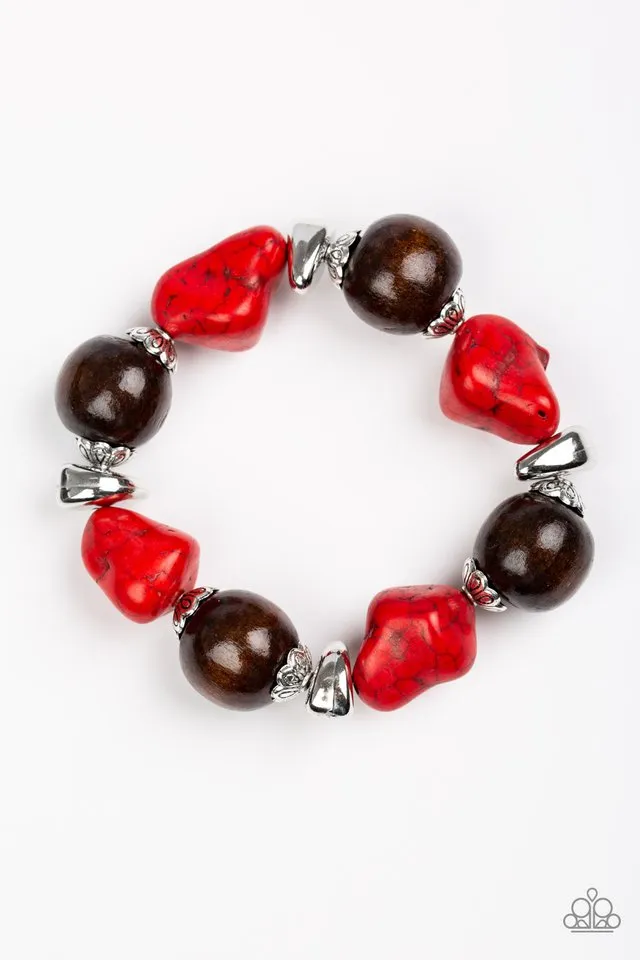 Paparazzi Accessories  - Gorgeously Grounded #B258 Peg - Red Bracelet