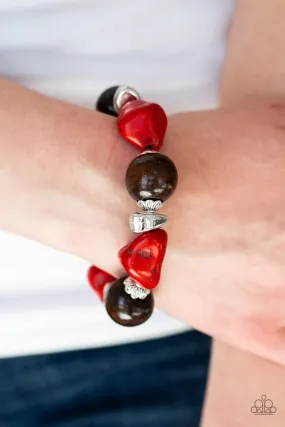 Paparazzi Accessories  - Gorgeously Grounded #B258 Peg - Red Bracelet